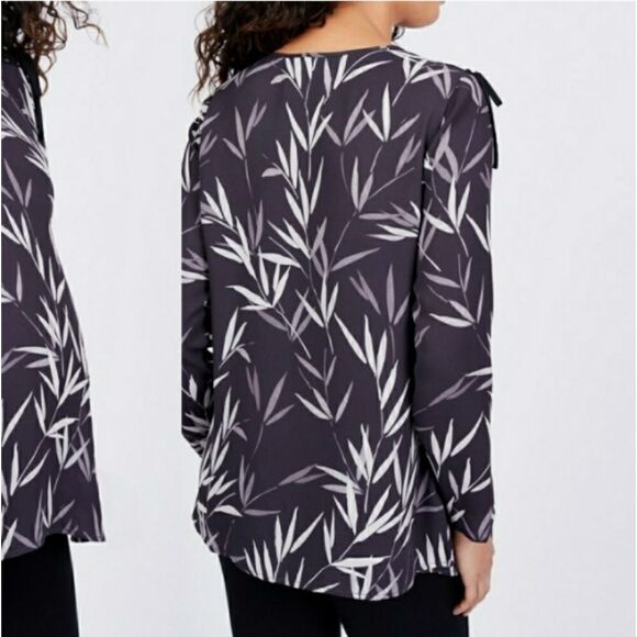 Noir Maternity Grey Leaf Pattern Maternity Blouse - Picture 2 of 8
